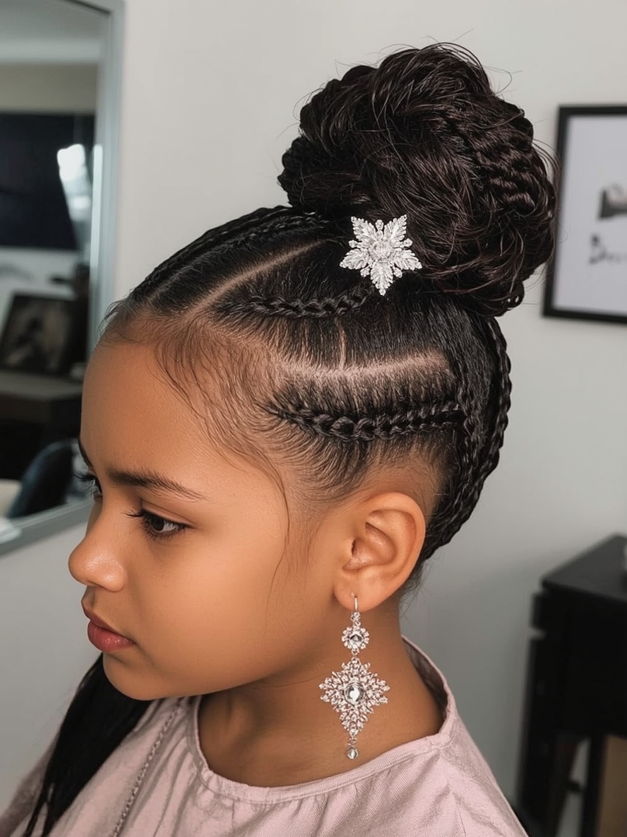 Kids Cornrow Hairstyles Updo with Cornrows