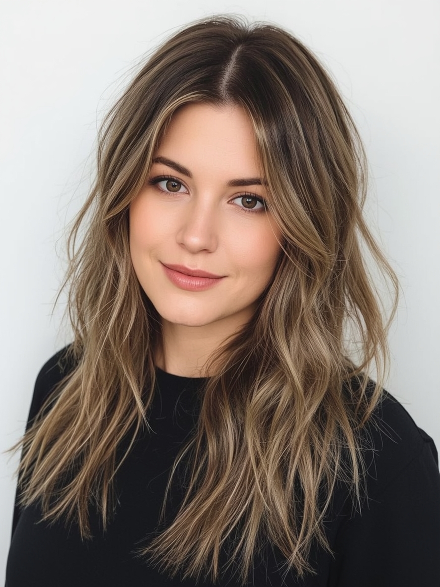 Long Hair Older Women Angled Layers for Added Drama