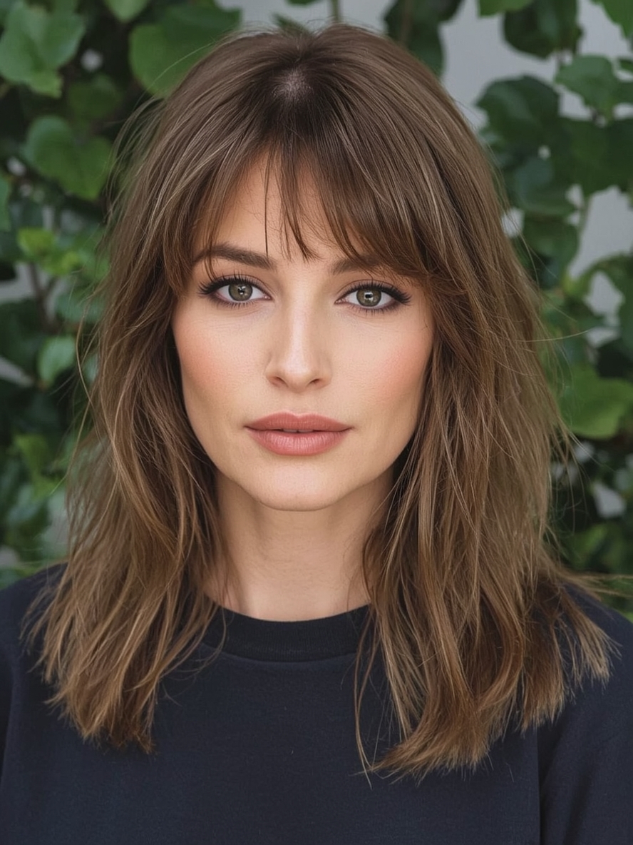 Long Hair Older Women Blunt Cut With Long Layers