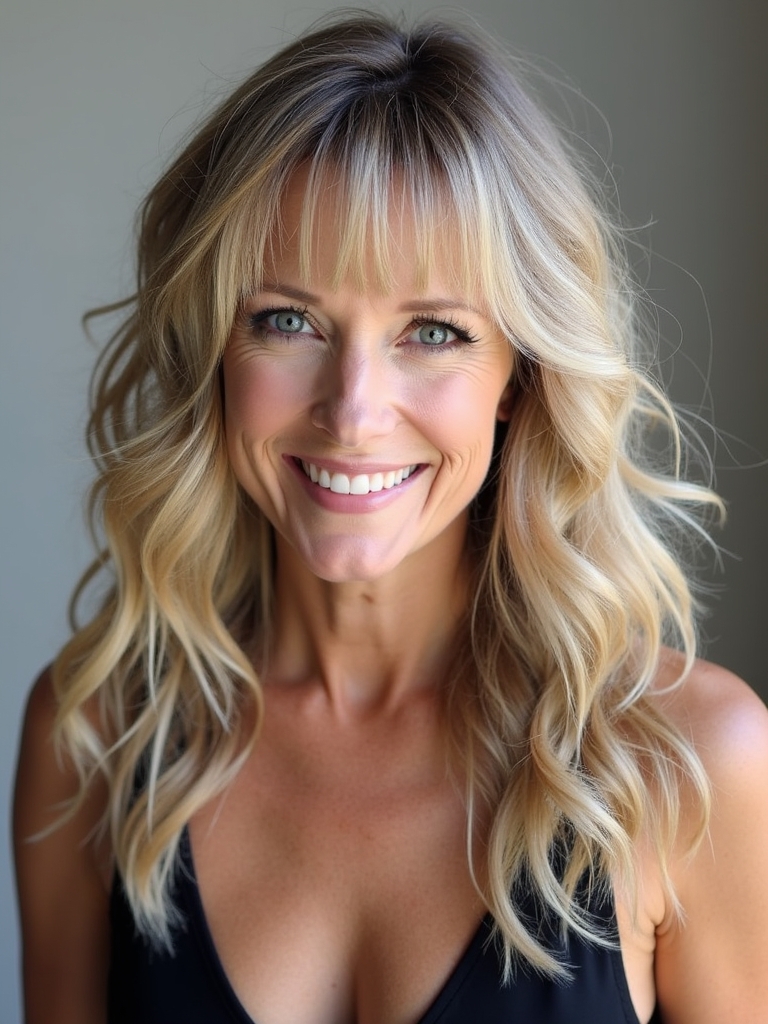 Long Hair Older Women Long Wavy Hair with Layers