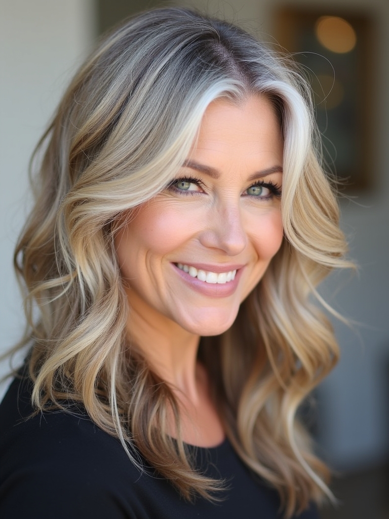 Long Hair Older Women One Length With Slight Layers