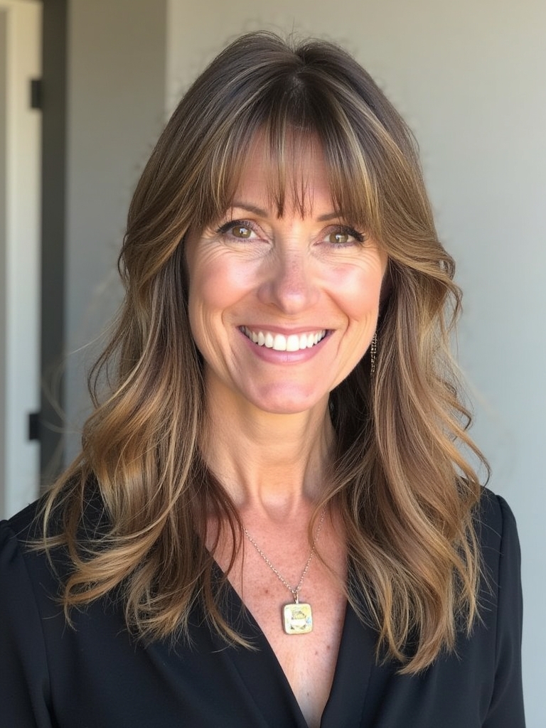 Long Hair Older Women Sliced Layers for Long Hair