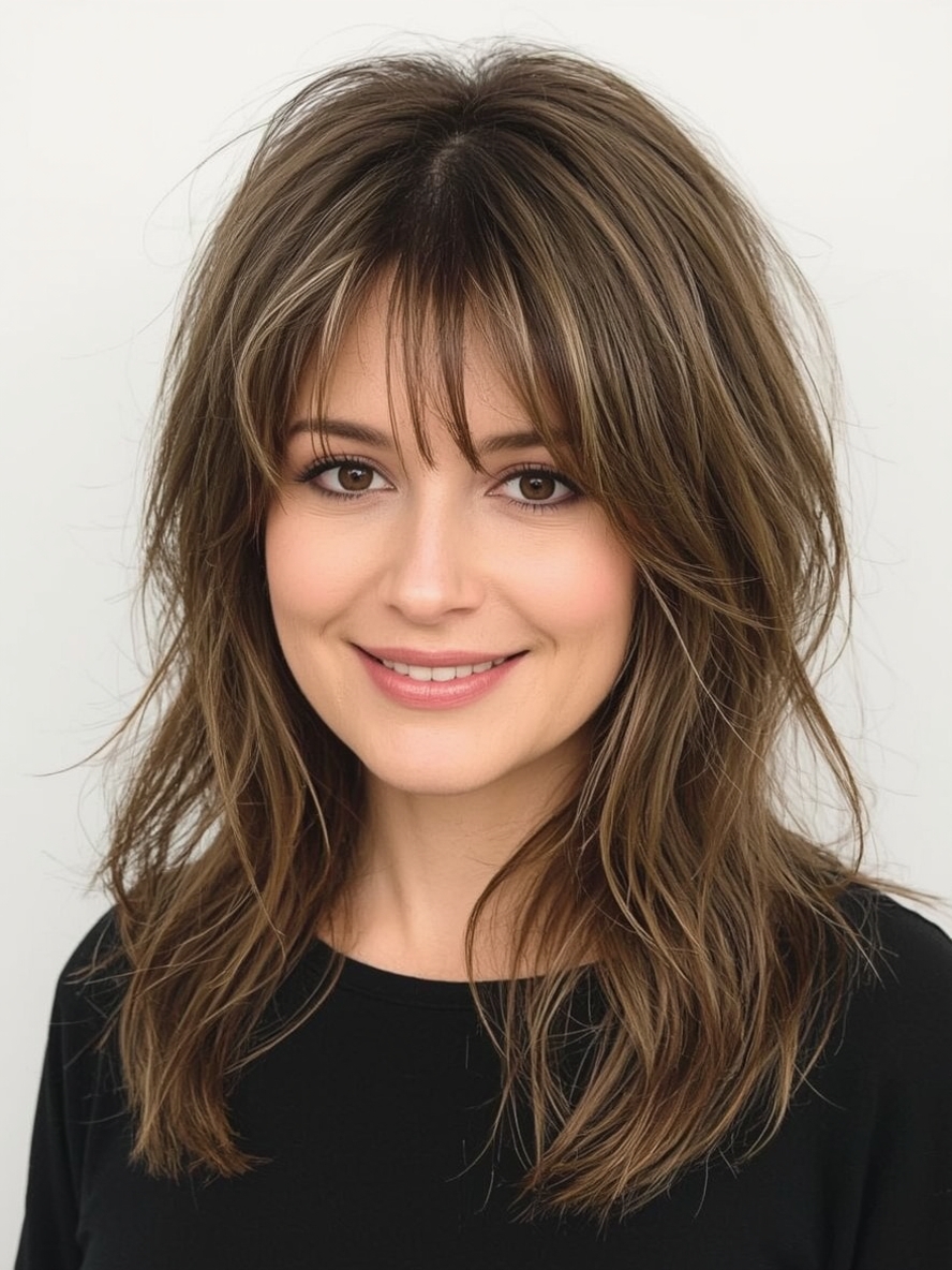 Long Hair Older Women U Shaped Layers