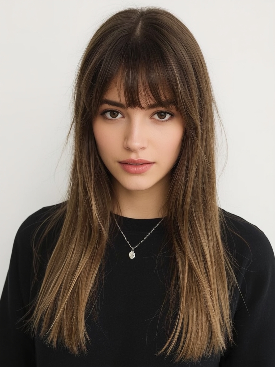 Long Haircut Ideas Bottleneck Bangs