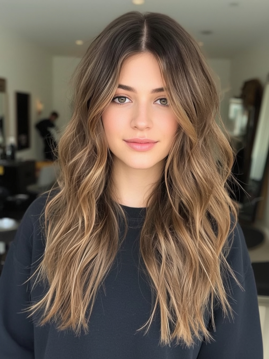 Long Haircut Ideas Layered Waves with Balayage