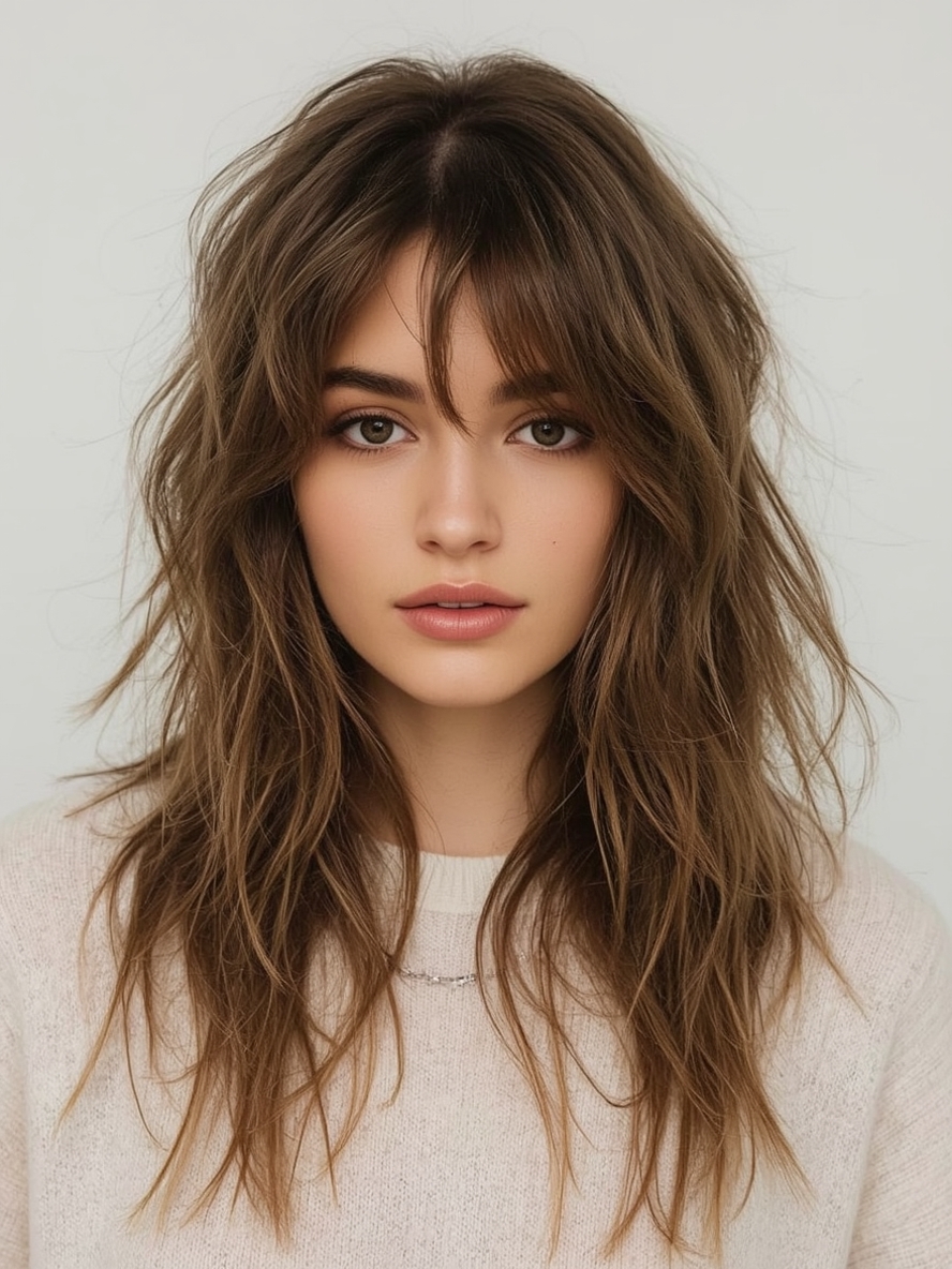 Long Haircut Ideas Long Shag with Curtain Bangs