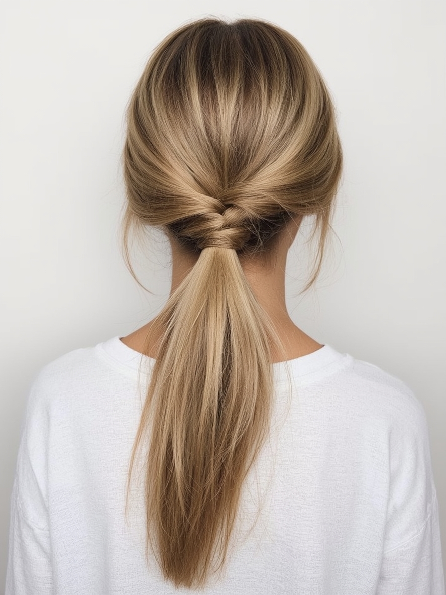 Long Haircut Ideas Ponytail with Wrapped Braid
