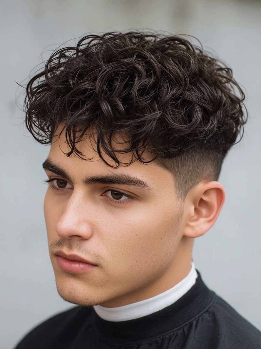 Men’s Curly Haircut The Curly Comb Over