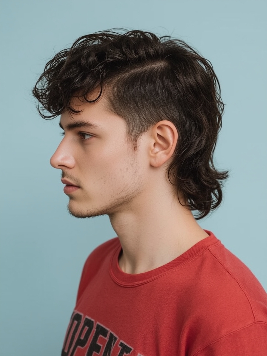 Men’s Curly Haircut The Curly Mullet