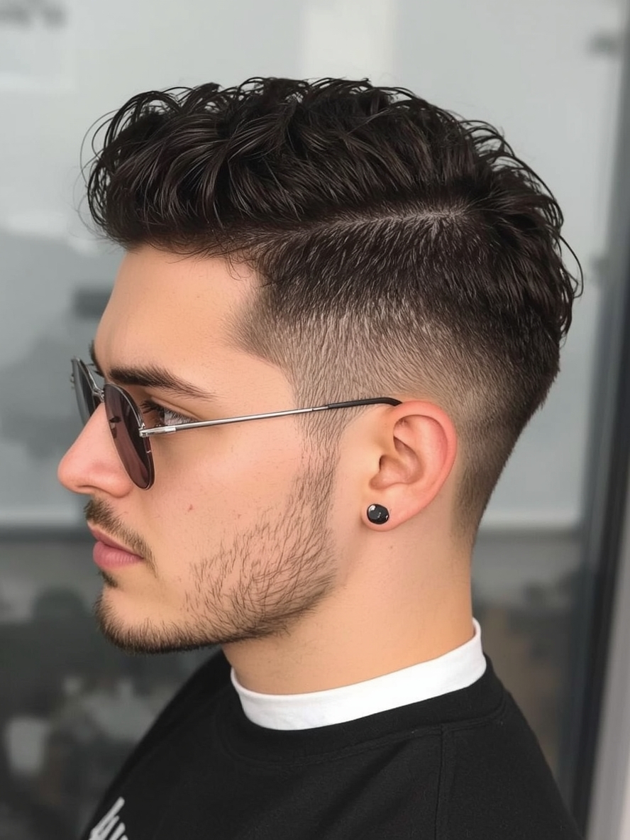 Men’s Curly Haircut The Faux Hawk