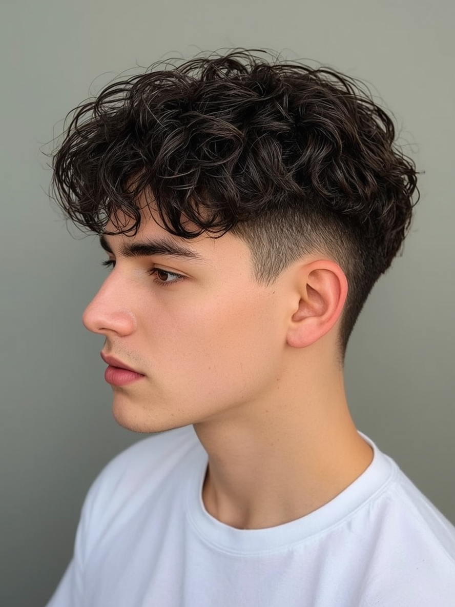 Men’s Curly Haircut The Mid Length with Volume