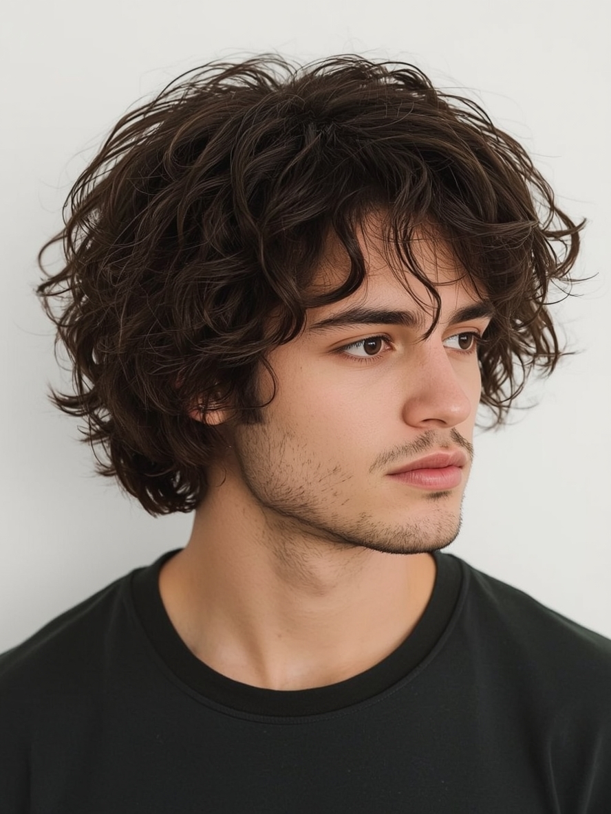 Men’s Curly Haircut The Parted and Textured Curls