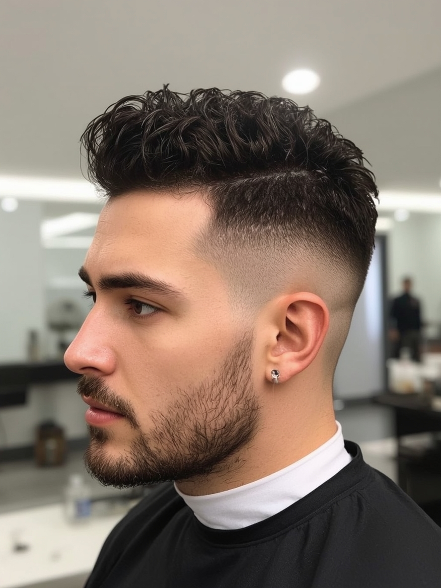 Men’s Curly Haircut The Pompadour