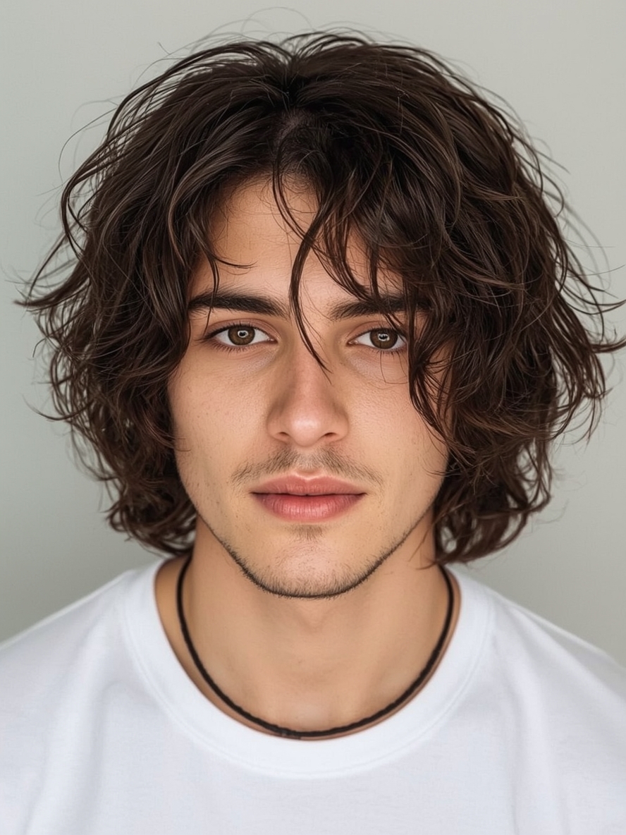 Men’s Curly Haircut The Shoulder Length Shag