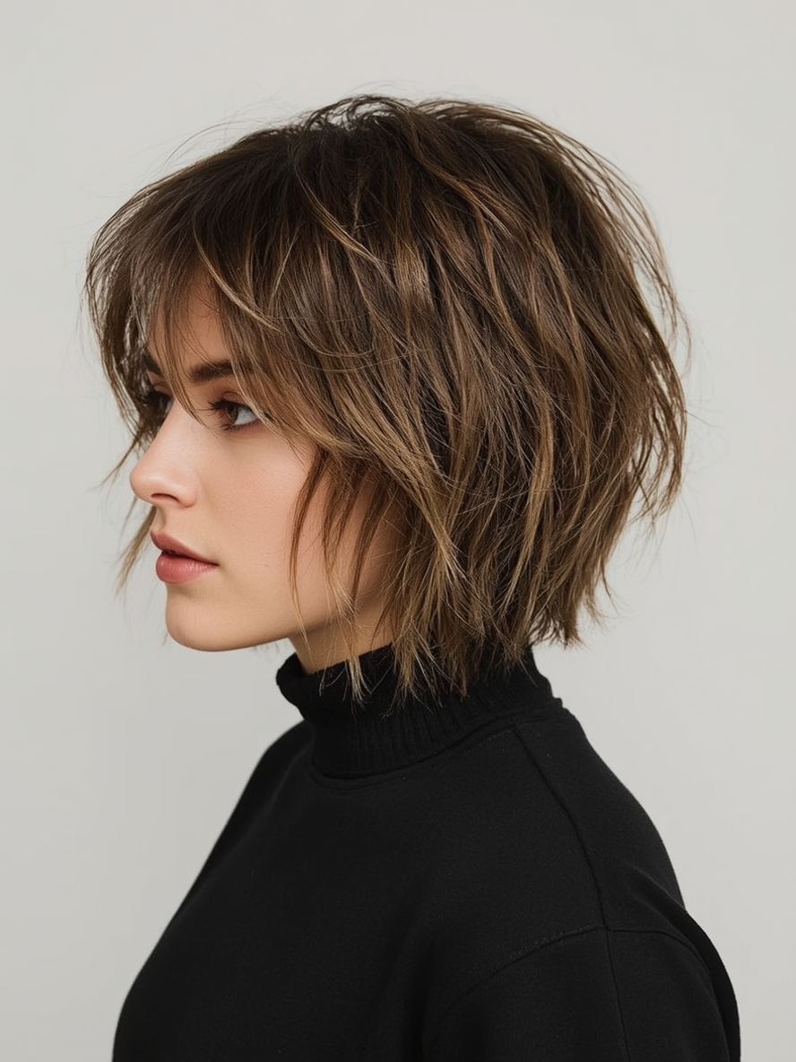 Modern Short Messy Haircuts For Women The Textured Bob With Money Piece Highlights
