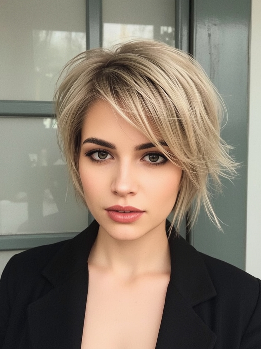 Short Haircuts For Thin Fine Hair The Sweeping Bang Pixie