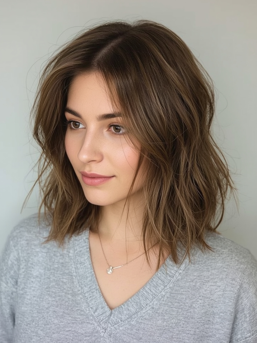 Shoulder Length Hairstyle For Thin Hair Fine Angled Lob