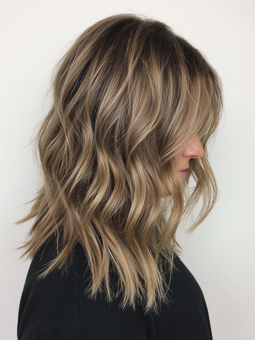 Shoulder Length Hairstyle For Thin Hair Fine Balayage Highlights