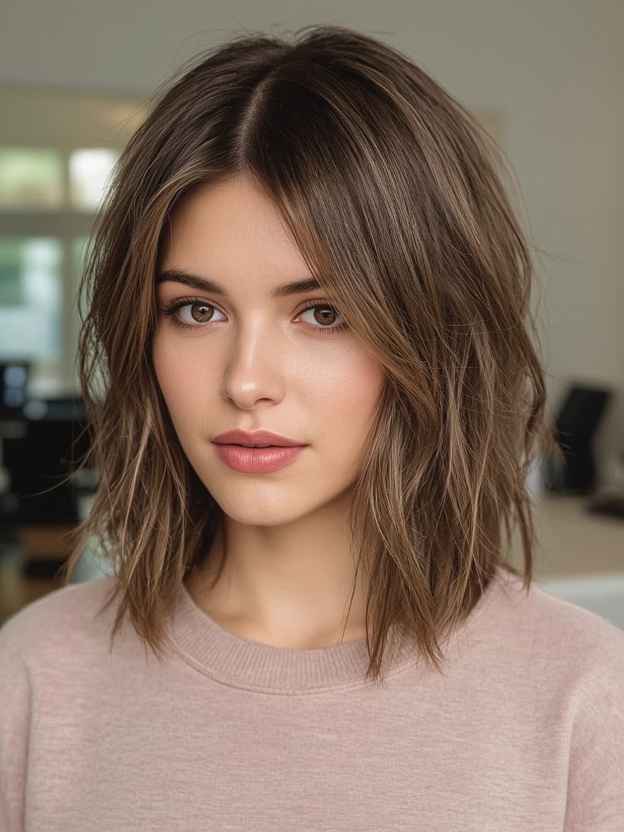 Shoulder Length Hairstyle For Thin Hair Fine Blunt Cut with Subtle Layers