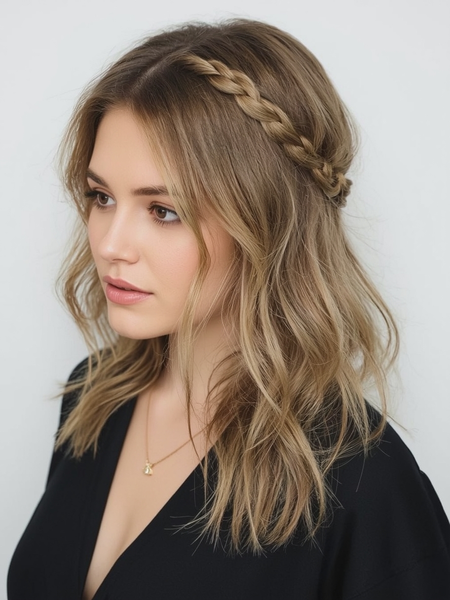 Shoulder Length Hairstyle For Thin Hair Fine Braided Crown