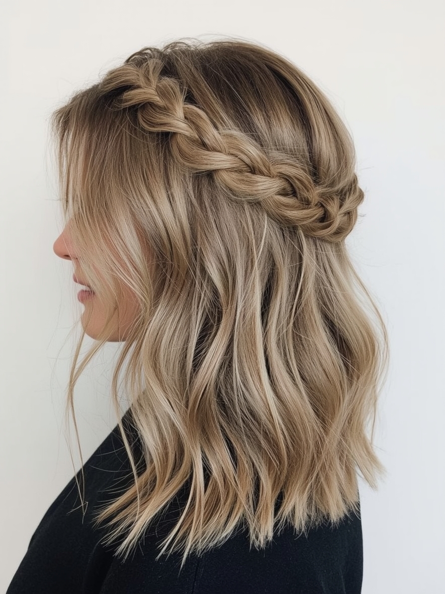Shoulder Length Hairstyle For Thin Hair Fine Crown Braid