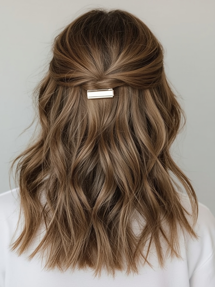 Shoulder Length Hairstyle For Thin Hair Fine Half Up Half Down Style