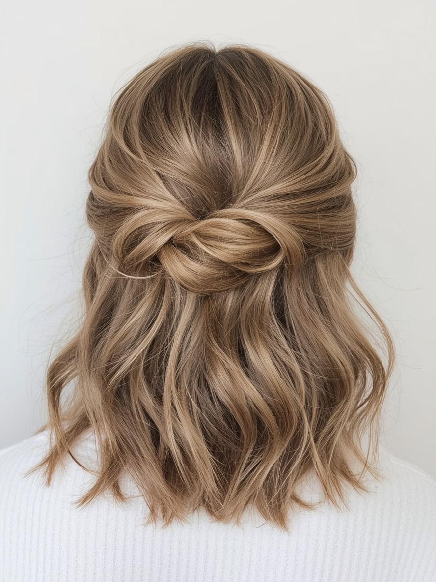 Shoulder Length Hairstyle For Thin Hair Fine Twisted Half Up Style