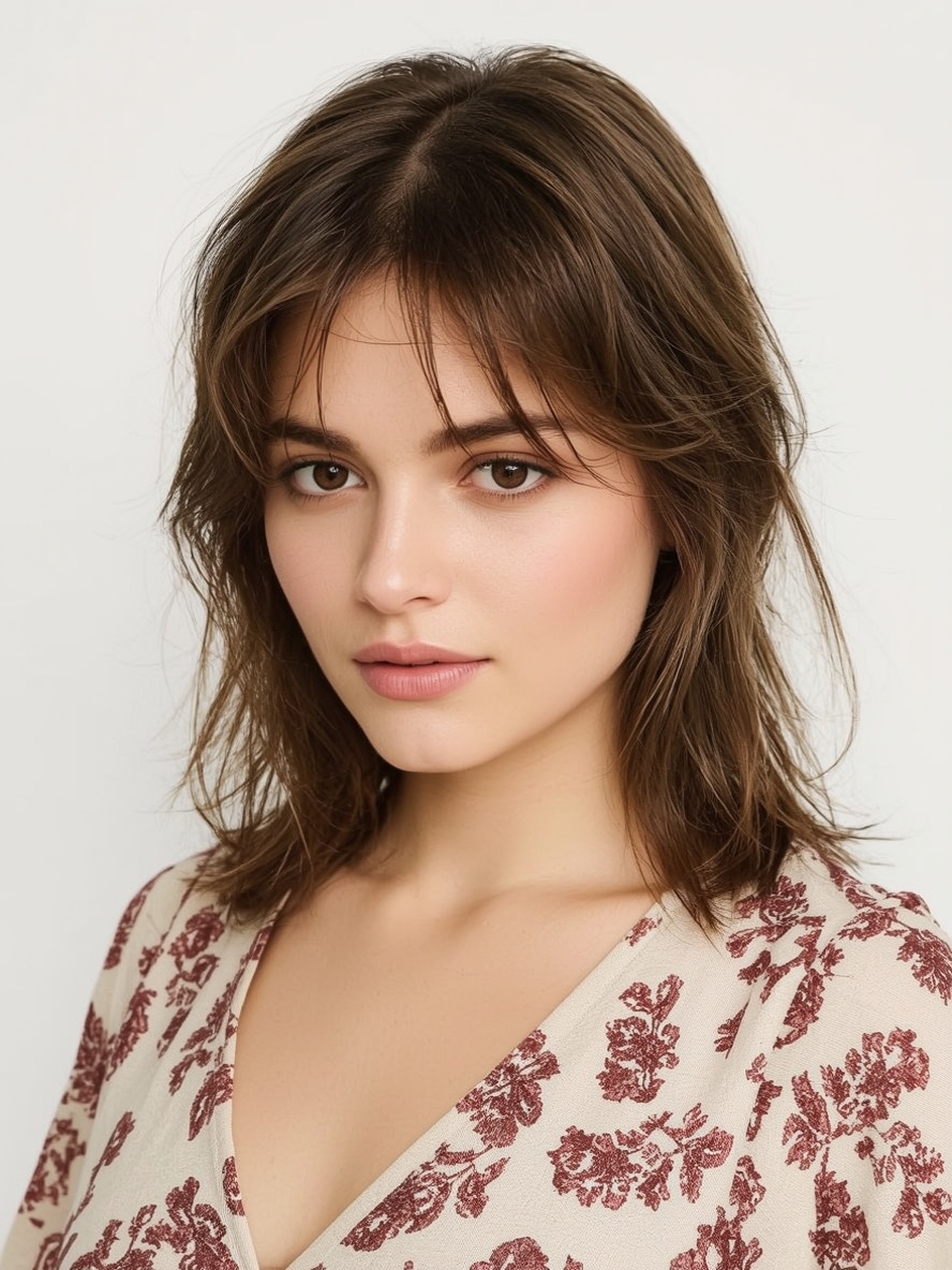 Shoulder Length Hairstyle For Thin Hair Fine Wispy Bangs