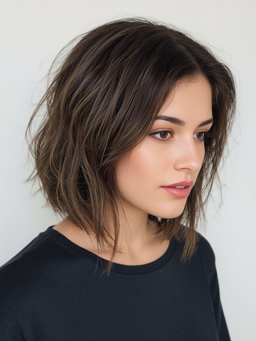 Shoulder Length Hairstyles For Thin Hair Fine Angled Lob