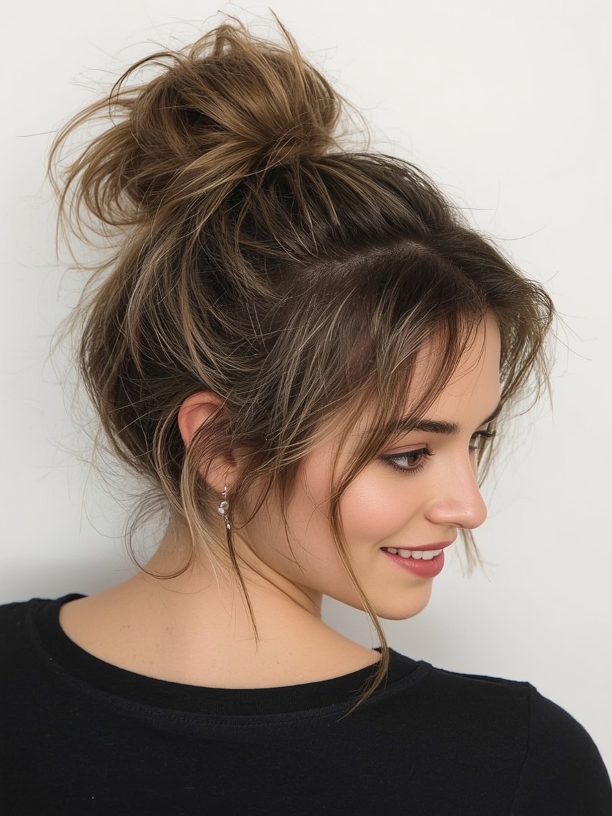 Shoulder Length Hairstyles For Thin Hair Fine Messy Bun