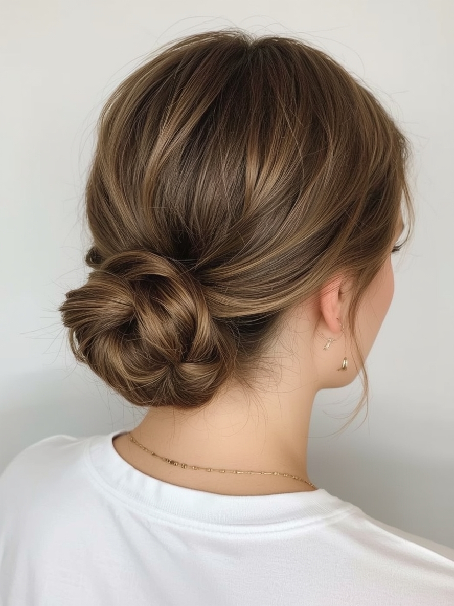 Teddy Bronde Low Twisted Bun
