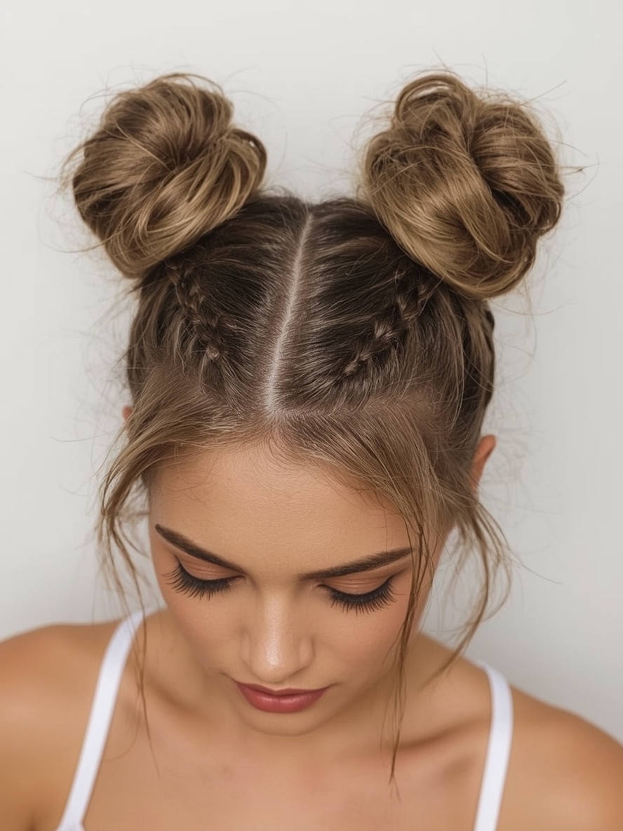 Teddy Bronde Space Buns with Braids