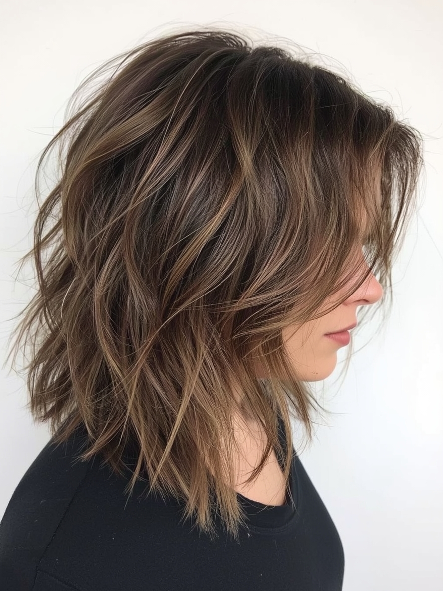 Textured Caramel Balayage Lob
