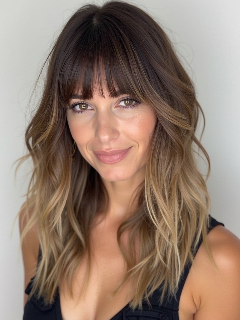 Textured Face Framing Curtain Bangs