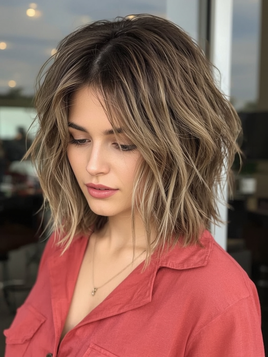 Trendy Short Messy Haircuts For Women The Shaggy Lob With Highlights