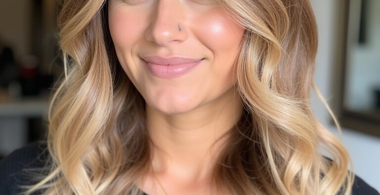 Warm Honey Blonde Money Piece Highlights