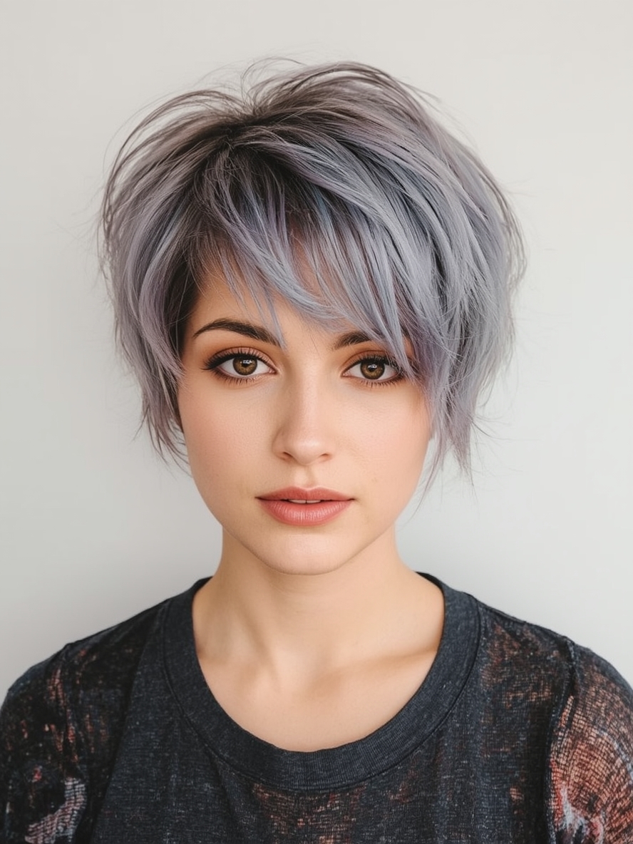 Youthful Short Messy Haircuts For Women The Shaggy Pixie With Bright Color Pops